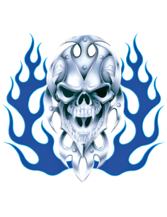 Bio Skull Blue Flame 11.5"x11.5"