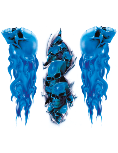 Blue Skull center/left/right 4"x9.5"
