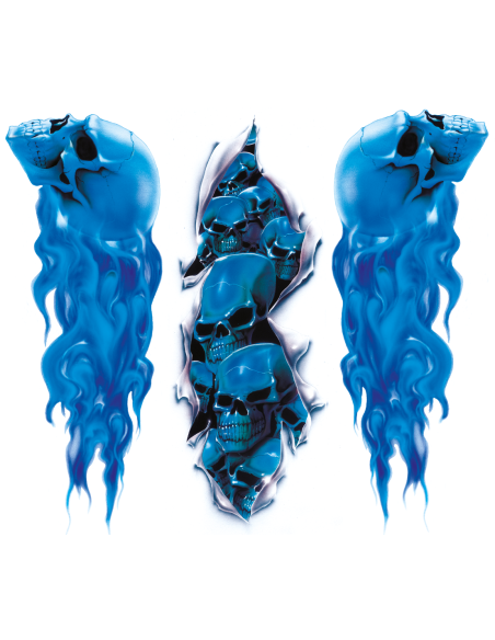Blue Skull center/left/right 4"x9.5"