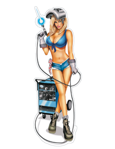 Blue Welding Babe 2"x8"