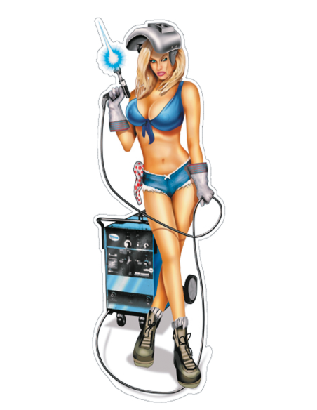 Blue Welding Babe 2"x8"