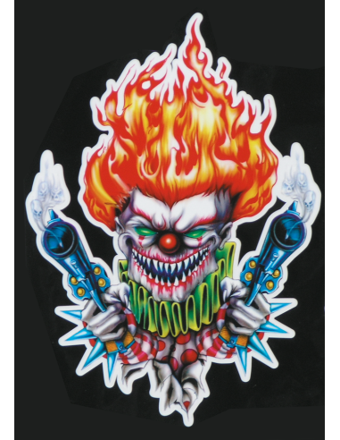 Gun Toting Clown left/right 7"x10.5" incl. mini decals