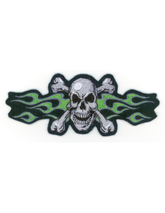 Green Flame Skull 6"x2.5"