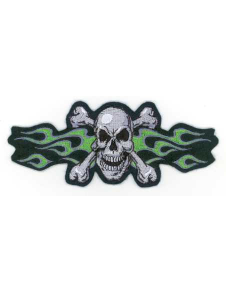 Green Flame Skull 6"x2.5"
