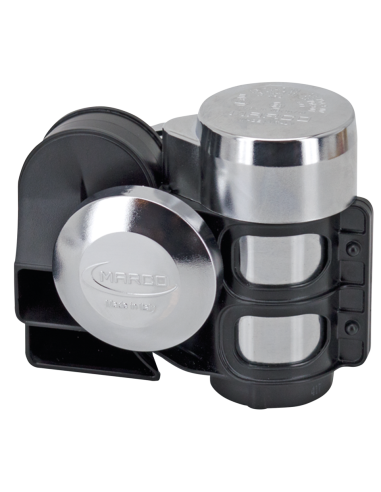 Hurricane single note horns  14.7x12x10.3 cm, Black with chrome accents