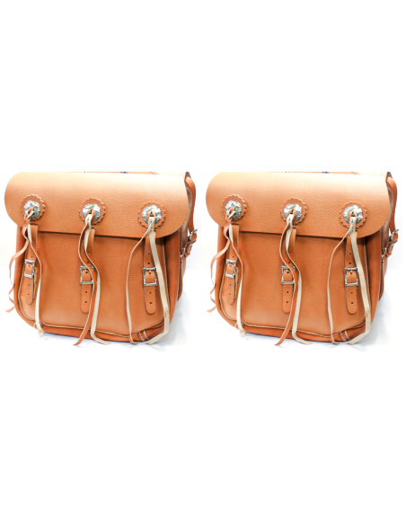 Fits Big Twin 1936-1957, 1936-1943 style saddlebags, brown with rigid mount plates, pair (OEM 11785-36)