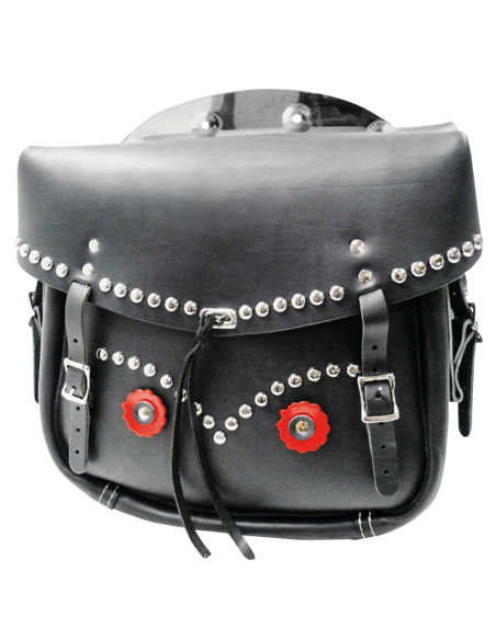 Fits Big Twin 1936-1957, 1943-1947 style saddlebags, black with rigid mount plates, pair (OEM 11785-36)