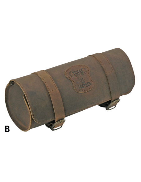 4 3/8" (11cm) diameter, 10" (26cm) long, capacity 3 litres, Brown Ranger style leather with brass buckles