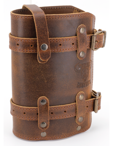 Holder only, Texas Leather holder for 1.5 litre FuelFriend canister, Ranger brown