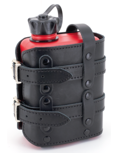 Holders with 1 litre FuelFriend canister, Black holder with red 1 litre canister
