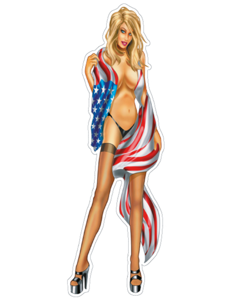 USA flag babe decal 2.75 x8.3