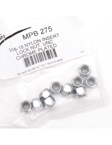 10pck Chrome nylock nuts 5/16-18 UNC