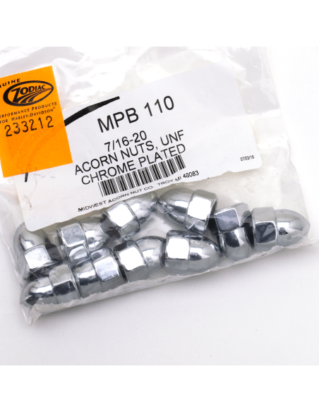 10pck Chrome Acorn nuts 7/16-20