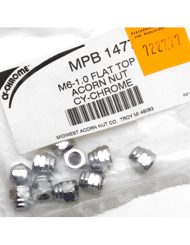 10Pck M6-1.0 Flat Top Acorn Nut