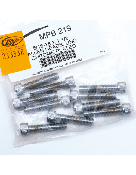 10pck Chrome allen screws 5/16-18x1-1/2