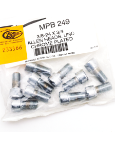 10pck Chrome allen screws 3/8-24x0.750