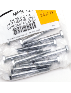 10pck Chrome hex head screw 1/4-20x2-1/4