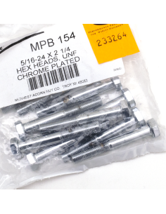 10pck Chrome hex head screws 5/16-24x2-1