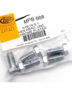 5pck Chr. hex head screws 7/16-14x1
