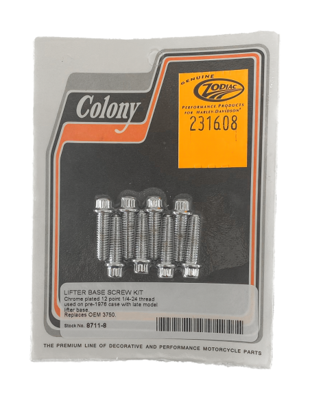 Chrome 12-Pnt screws 1/4-24, set/8