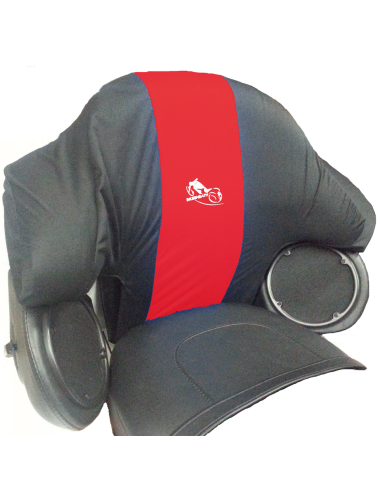 King Tourpak passenger backrest cover, fits 1995-2013 Touring, Black/Red