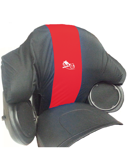 King Tourpak passenger backrest cover, fits 1995-2013 Touring, Black/Red