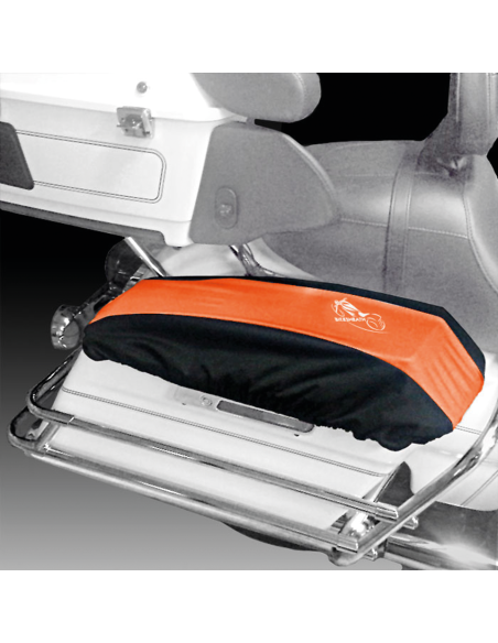 Hard saddle bag lid covers, sold in sets of 2, fits 2014-2023 Touring except 2023 CVO, Black/Orange